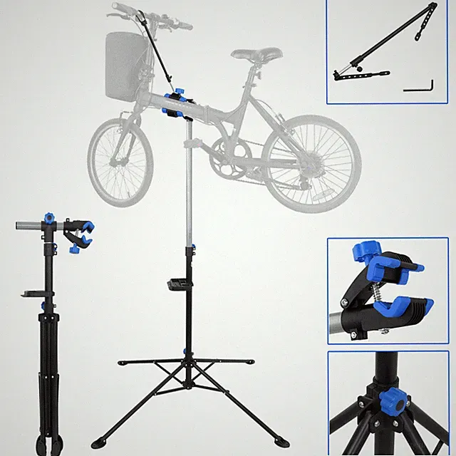 Bike Repair Stand Folding Bike Rack w/Tool Tray Sturdy Frame Multi-use Rack