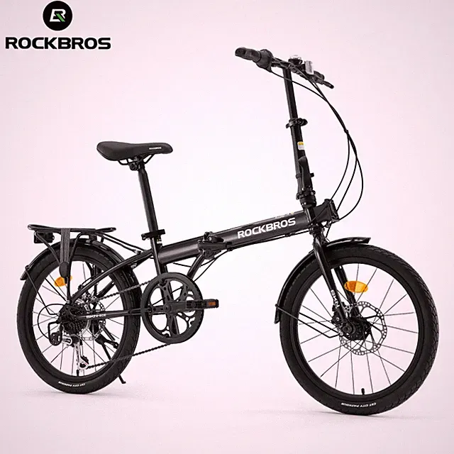 ROCKBROS SKN 20"Folding Bike Steel Frame 7 Speed Disc Brakes with Fenders & Rack